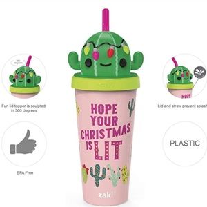 ZAK! Tumbler Cactus‎ Christmas is lit! Holiday humor